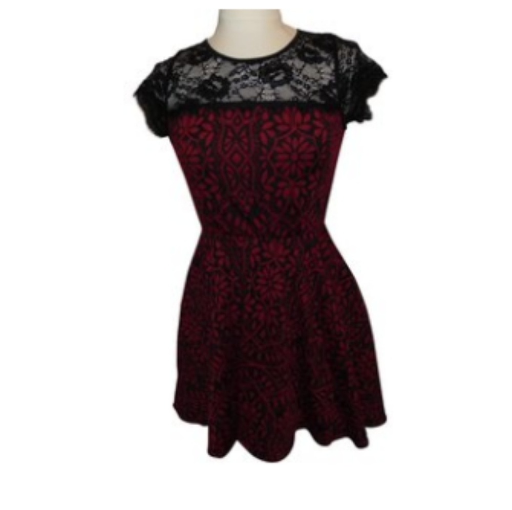 As U Wish burgundy and black dress
